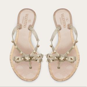 Valentino Rockstud Glittered Rubber Flip Flop